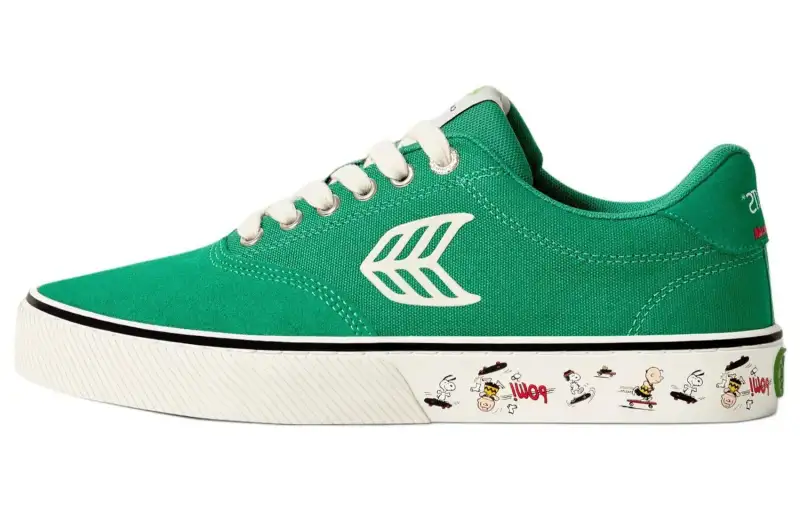 PEANUTS x CARIUMA Suede Low top Skateboard Shoes Unisex Green