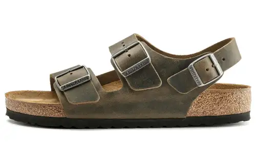 Birkenstock Leather Beach Sandals Unisex Faded Khaki Regular