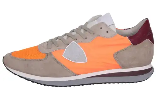 PHILIPPE MODEL Leather Comfortable Round Toe Low top Casual Shoes Men's Orange