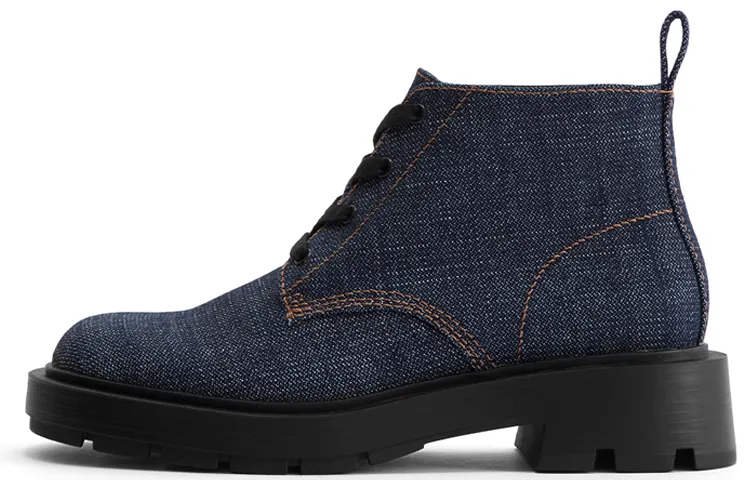 CHARLES&KEITH PU Combat Boots Women's Dark Blue