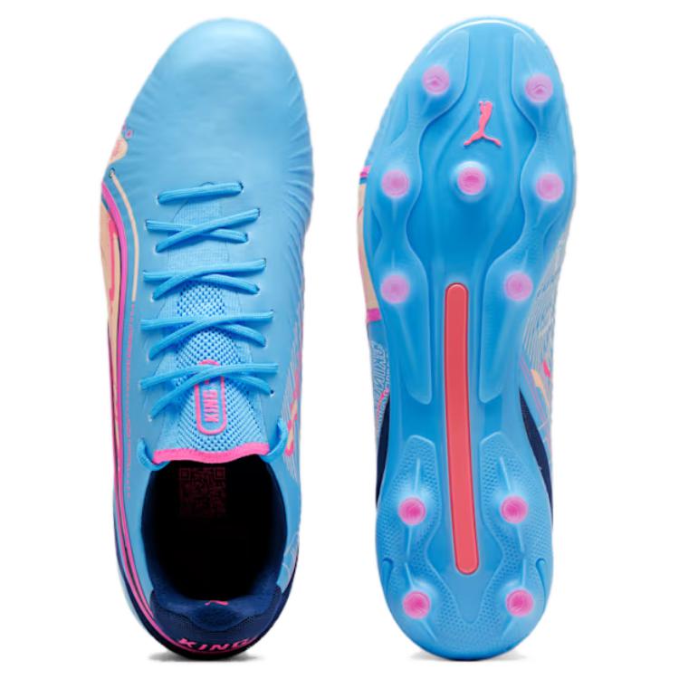 PUMA King Ultimate FG Firm Ground Artificial Turf Abrasion Resistant Soccer Shoes Men’s Blue Pink