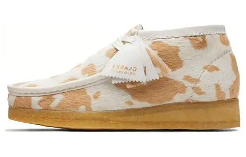Clarks Originals Wallabee Boot Tan Cow Print Women's