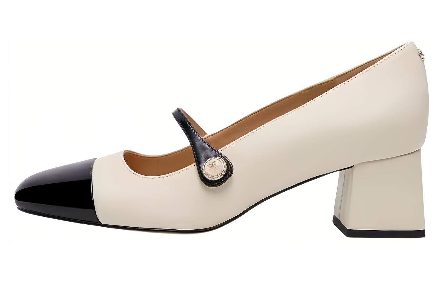 SAM EDELMAN Chunky Heel Mary Jane Shoes Women's White