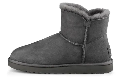 UGG Mini Bailey Button Bling Mid Tops Fleece Lined Gray Women's