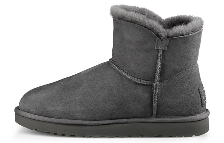 UGG Mini Bailey Button Bling Mid Tops Fleece Lined Gray Women's