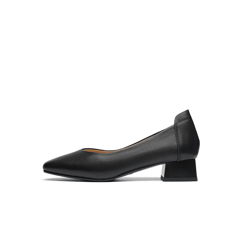 Red Dragonfly cow leather thick heel single shoes women's commuting interview professional work shoes genuine leather slip-on women's leather shoes casual shoes women's style