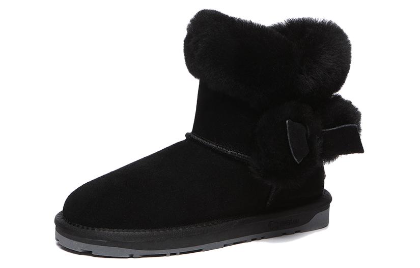 EVERAU Cow Split Leather Slip Resistant Thermal Crew Snow Boots Women's