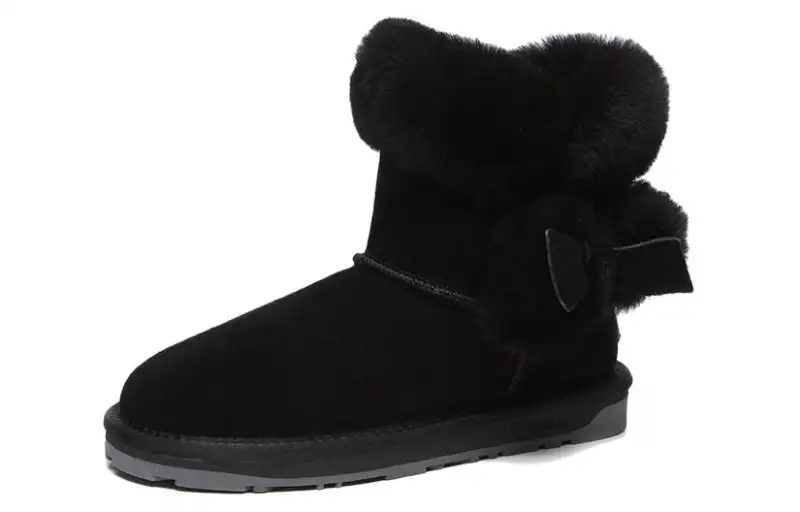 EVERAU Cow Split Leather Slip Resistant Thermal Crew Snow Boots Women's