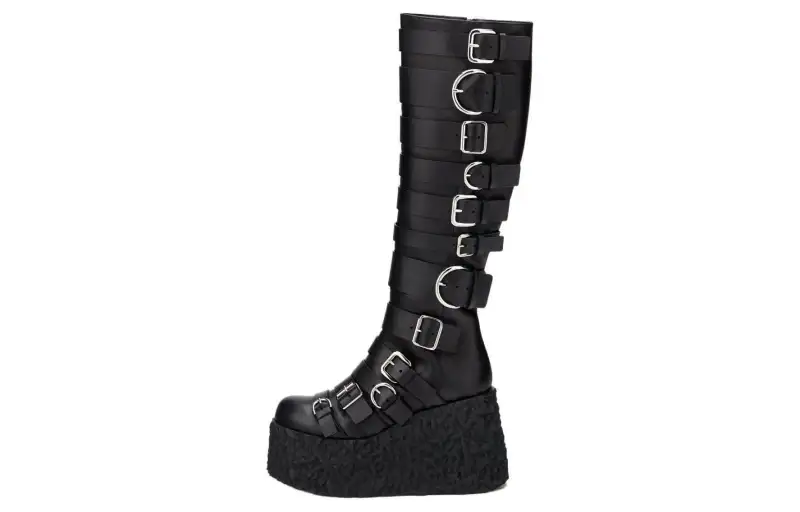 AGL Leather Knee high Boots 12cm Women's Black