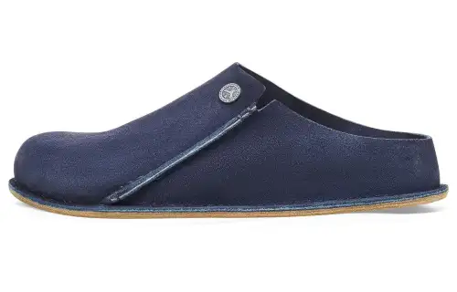 Birkenstock Suede Closed Toe Slippers Unisex Midnight Blue Regular