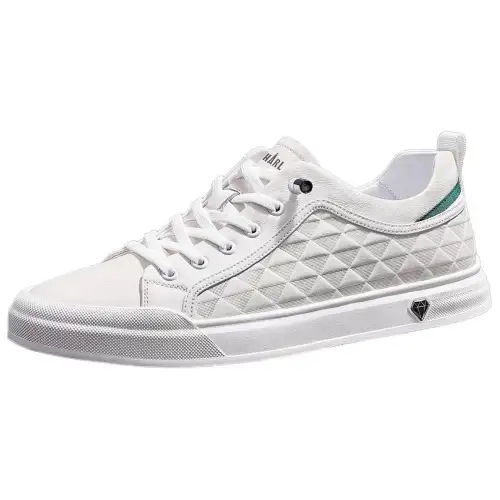 JANE HARLOW Top Grain Cow Leather Low top Skateboard Shoes Men's White
