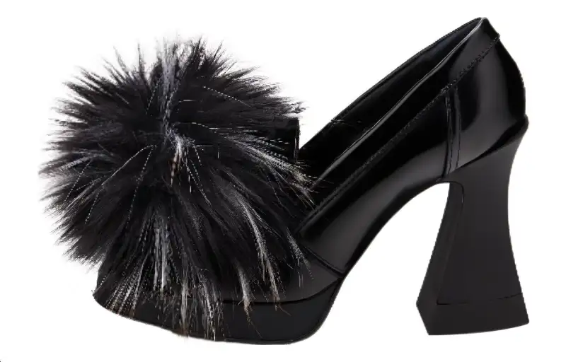 AGL Cow Leather Chunky Heel High Heels 11cm Women's Black