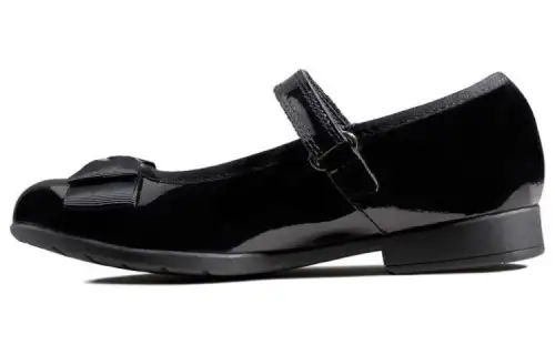 Clarks Patent Leather Chunky Heel Mary Jane Shoes Women's Black