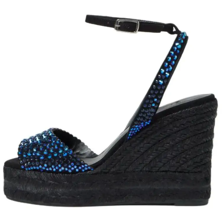 Castañer Sheepskin One Strap Sandals Women's Dark Blue