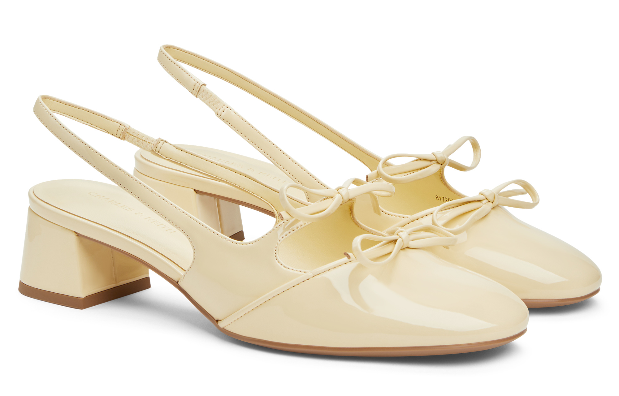 CHARLES&KEITH Charles & Keith Bowknot New Chinese Style Outerwear Breathable Shoes Pu One Strap Sandals 4.1cm Women's