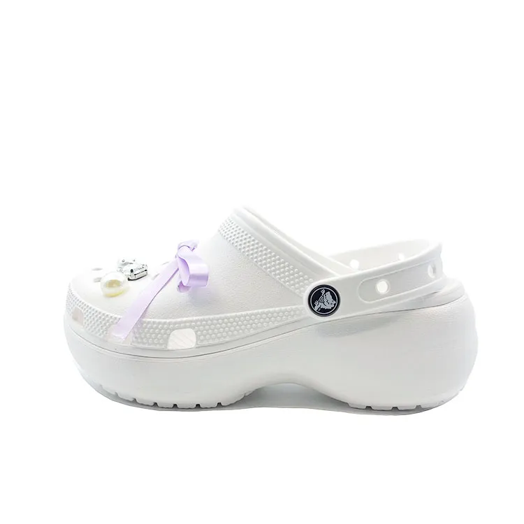 Crocs Classic Platform Lined Clog Minimalism, Cute Campus, Beach EVA Clogs Unisex White
