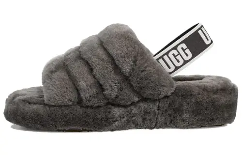 UGG Fluff Yeah Slide Thick Sole Gray Slippers Women's