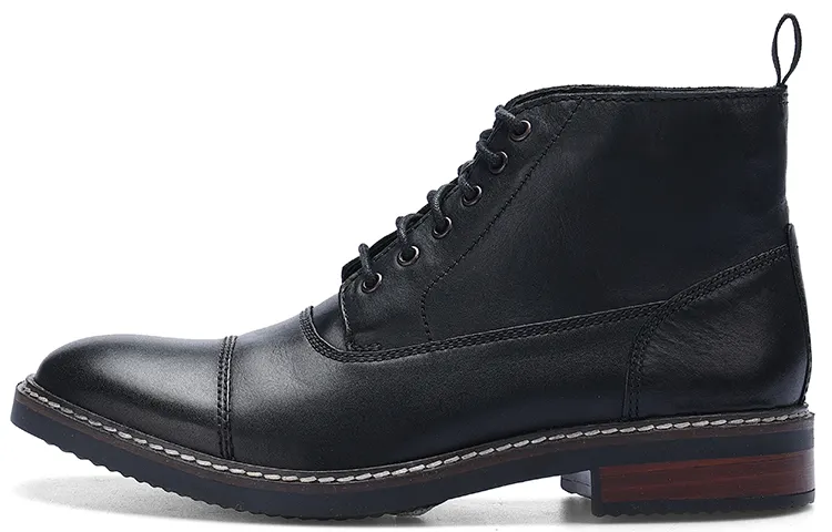 Clarks Top Grain Cow Leather Thermal Waterproof Abrasion Resistant Ankle Length Outdoor Boots Men's Black