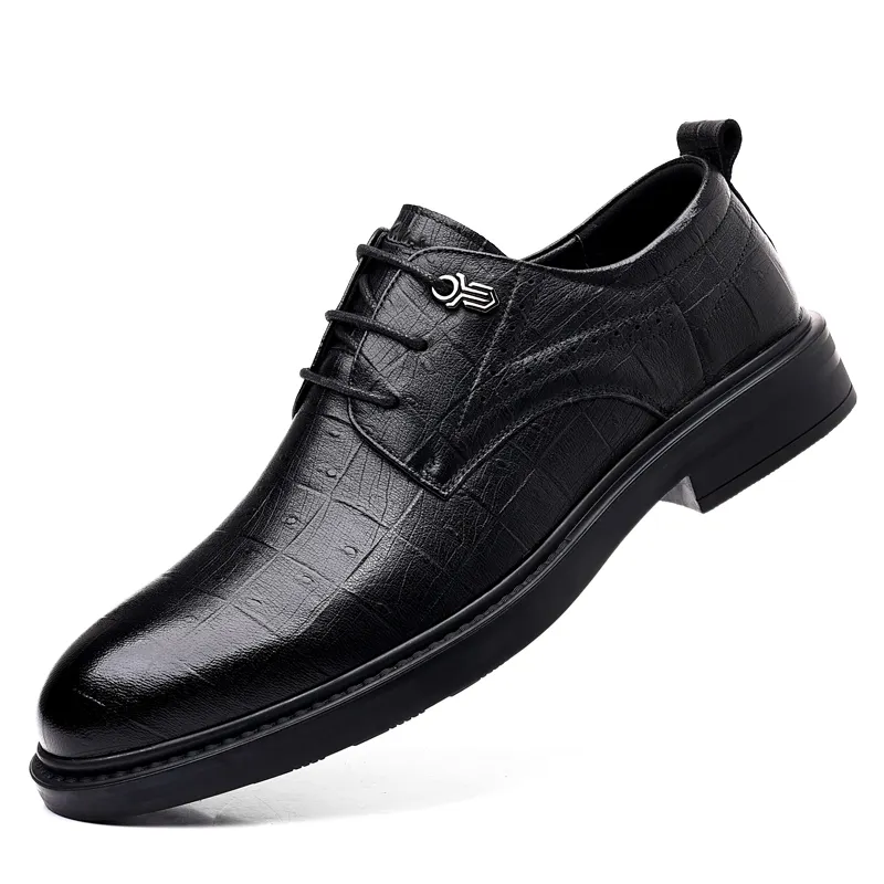 Mulinsen two-layer cowhide commuter business British style formal leather shoes men's black