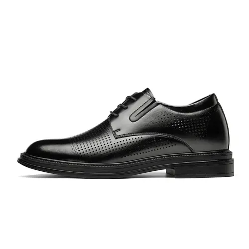 CARTELO Cardile crocodile two-layer cowhide microfiber leather, hollow and breathable, lace-up design, versatile for business, British style, casual and fashionable, flexible and soft sole, comfortable, formal leather shoes, men's black