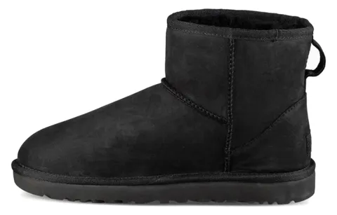 UGG Classic Mini Leather Snow Boots Black Women's