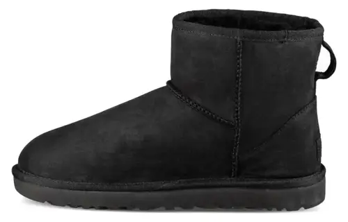 UGG Classic Mini Leather Snow Boots Black Women's