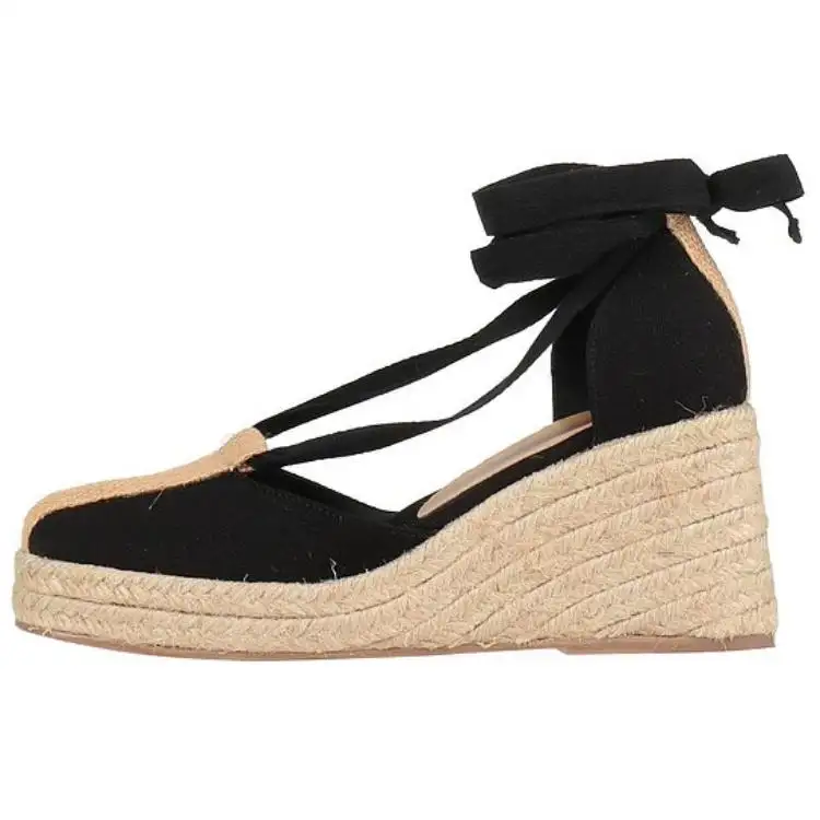 Castañer Wedge Heel High Heels Women's Black Beige