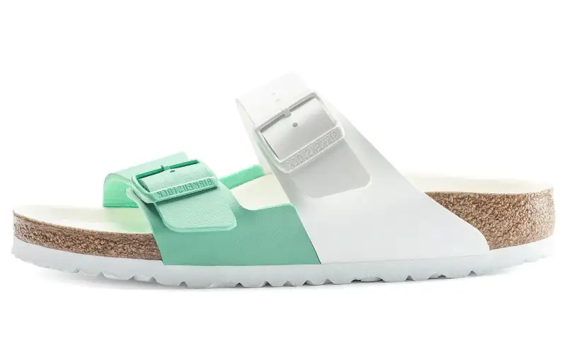 Birkenstock Slip Resistant Slide Slippers Unisex White Green