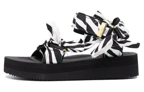 Suicoke Depa Fabric Zebra Print Stylish Sandal Women's Black White
