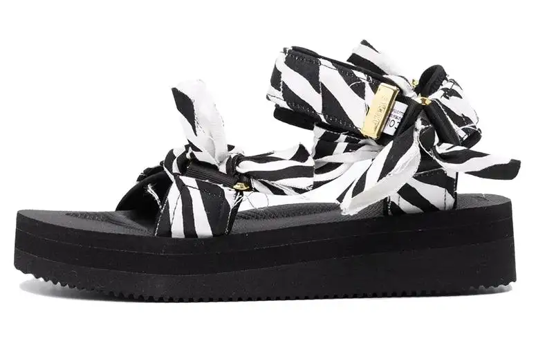 Suicoke Depa Fabric Zebra Print Stylish Sandal Women's Black White