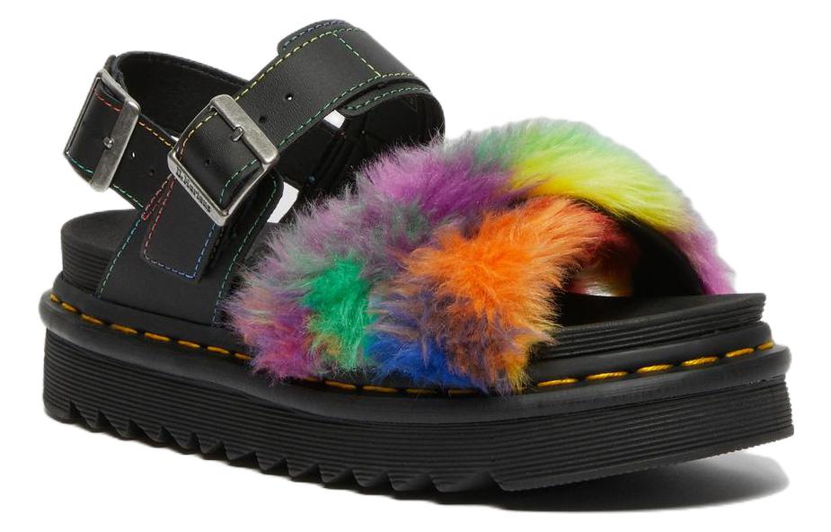Dr.Martens Leather, Textile Platform Slippers Women's Black