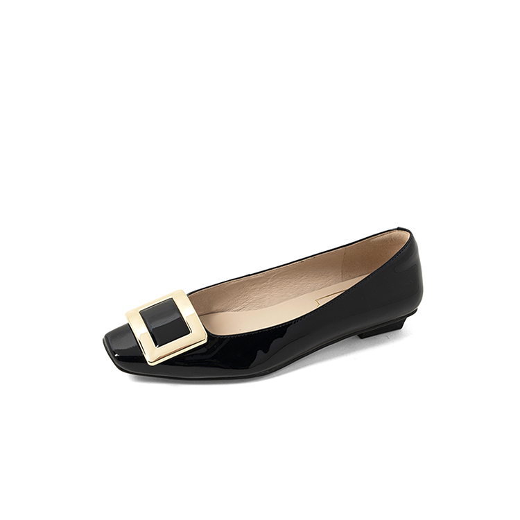 Kangli COMELY first-layer cowhide and sheepskin, ladylike and gentle, soft French square buckle, versatile temperament, square toe shallow mouth, workplace commuting, women's casual shoes, women's style