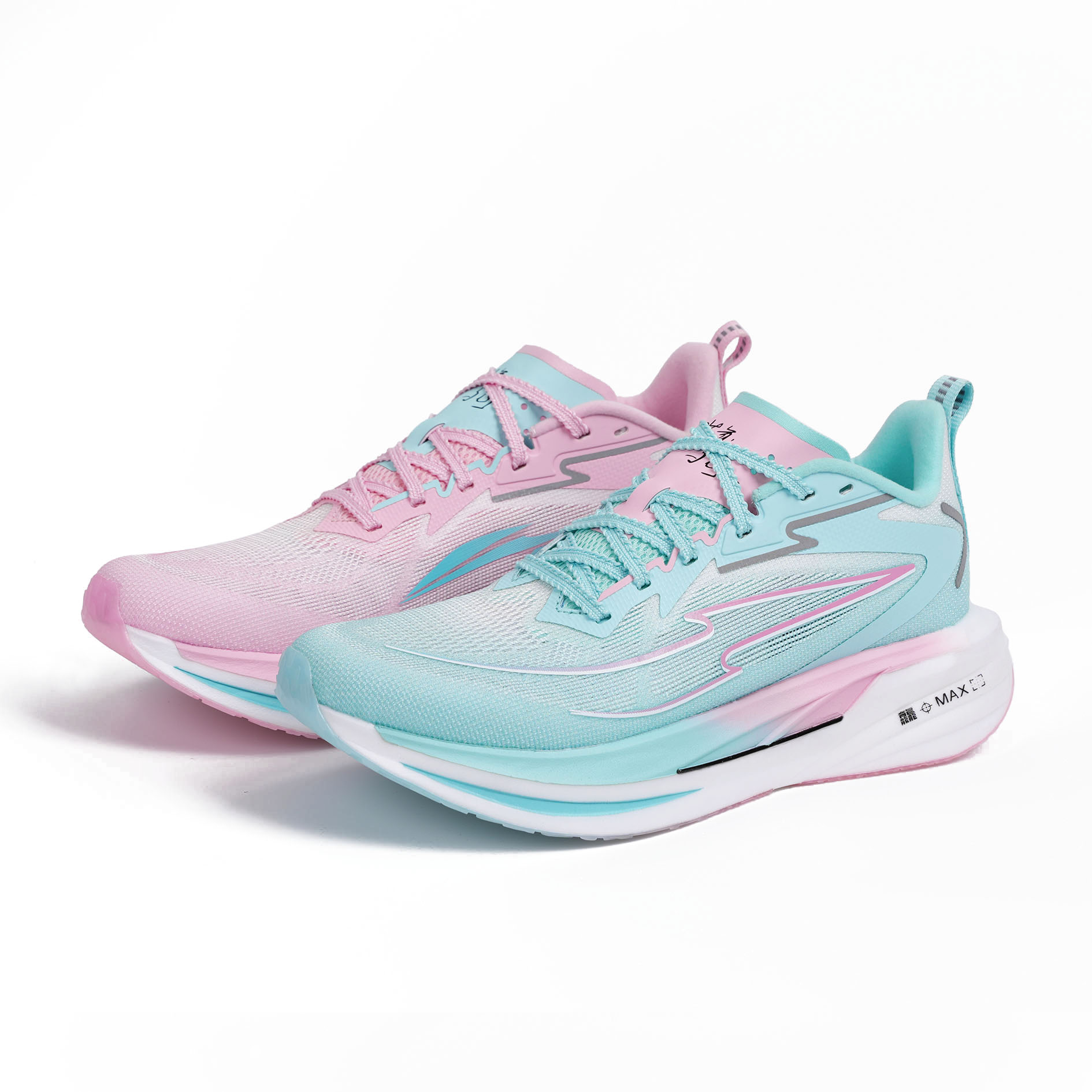 SHAONIANYUSHAN Breathable Moisture Wicking Support Lightweight Rebound Running Shoes Unisex Pink Blue Mismatched