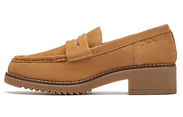 Clarks Block Heel Mary Jane Shoes Women's Tan