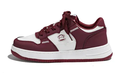 PAUL FRANK Slip Resistant Low top Skateboard Shoes Unisex Burgundy
