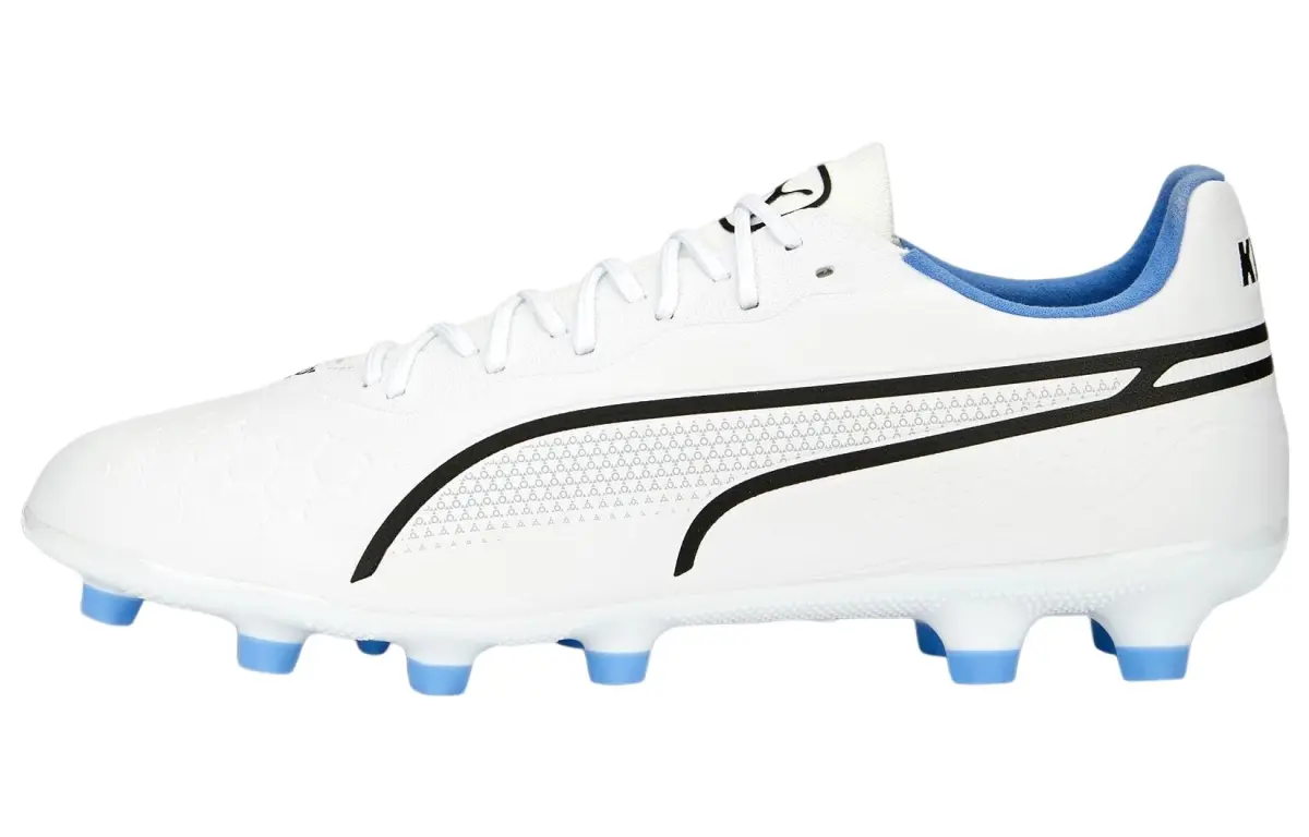 PUMA King Pro HG Hard Ground Abrasion Resistant Soccer Shoes Women's White Blue