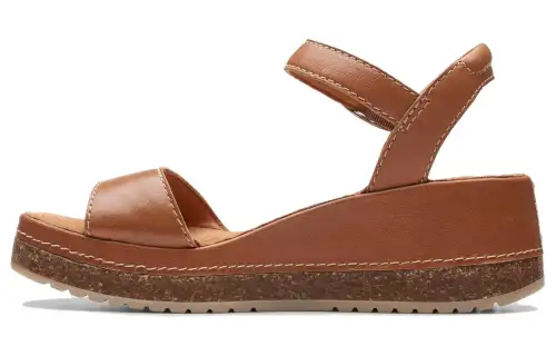 Clarks Leather One Strap Sandals Women's Tan
