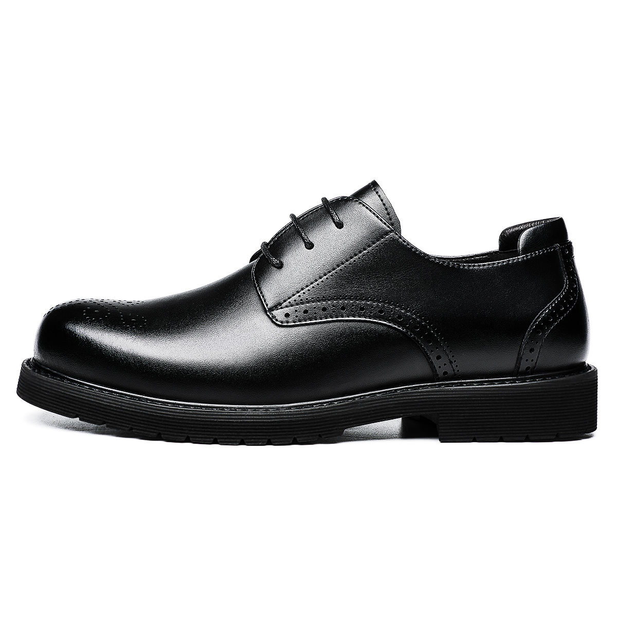 Chint Big Toe Derby Brogue Carved Thick Sole Increased Formal Wear Business British Style Commuting Daily Lace Up Cowhide Spring and Autumn Style Comfortable Breathable Soft Surface Office Work Versatile Fashion Wedding Casual Leather Shoes Men's Black