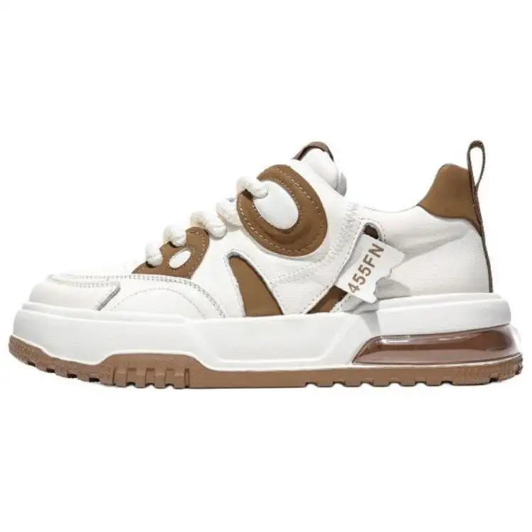 JANE HARLOW Synthetic Leather Low top Skateboard Shoes Men's White Apricot