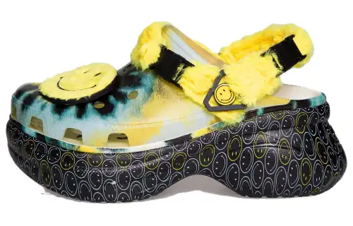 Crocs Classic Clog Smiling Face Stylish Flat Sports Yellow Sandals Women's