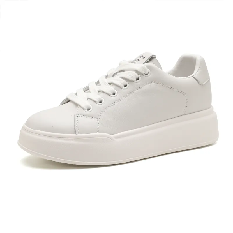 D FUSE SCANDINAVIA White Sneakers Lightweight Height Increasing Low top Skateboard Shoes 5.5cm Women's White