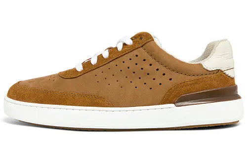 Clarks Leather Stylish Skateboarding Shoes Men's Khaki Yellow