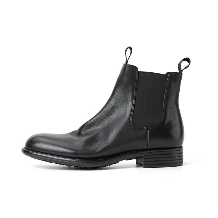 Marie Claire Horse Leather Short Chelsea Boots 3cm Women's Midnight Paris Black