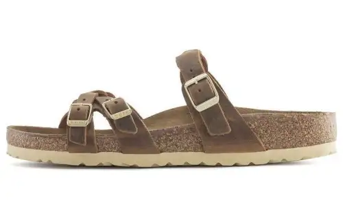 Birkenstock Franca Braided Natural Leather Oiled Narrow Fit Sandals 'Cognac' Women's