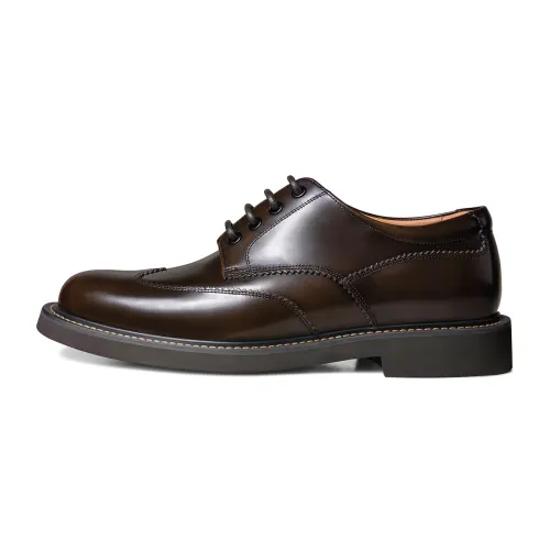 THOM WILLS British business calfskin casual derby shoes, arch support, comfortable soft sole, formal leather shoes, men's style, dark brown