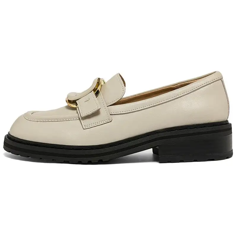 Clarks Cow Leather Loafers 4cm Women's Beige
