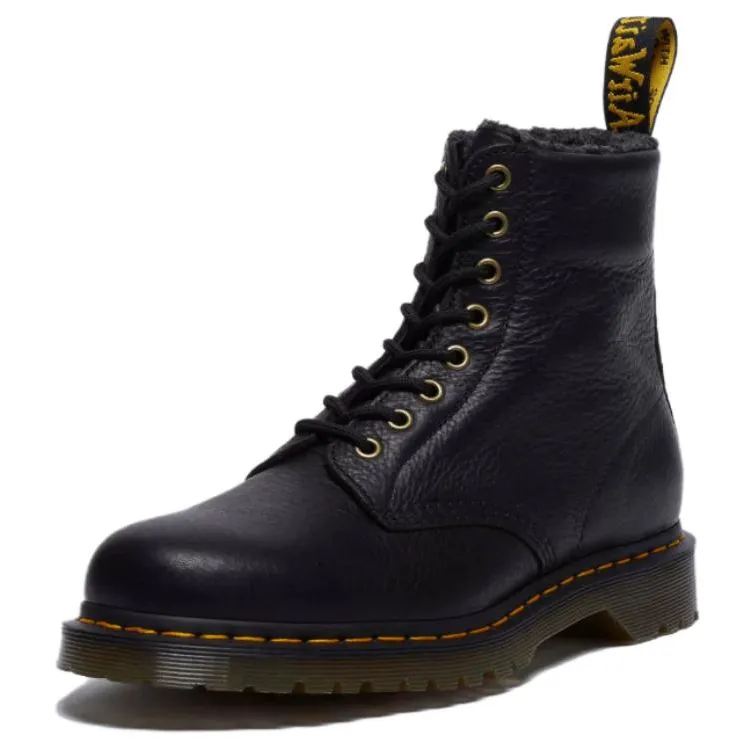 1460 Dr.Martens Faux Fur Lined Grizzly Leather Lace Up Boot 'Black'