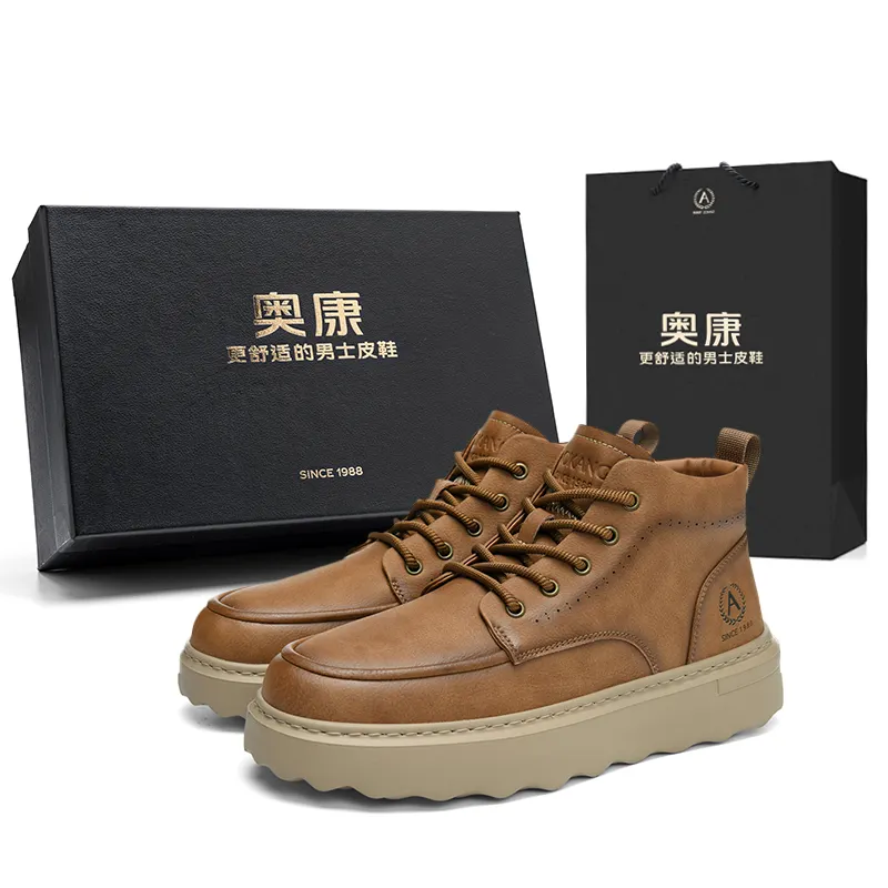AOKANG Outdoor Wind Chasing Spring and Summer Breathable Large Size 45 Retro Mountain Series Air Force One High Top Workwear Barn Style Anti-Slip and Wear-Resistant Fashionable Casual Fashion Versatile Comfortable Classic Longjing Green Tea Mid-top Sneakers Men's Style