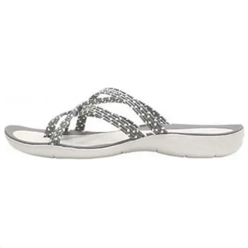 Crocs Rubber Sole Slip Resistant Abrasion Resistant Slide Slippers Women's Silver