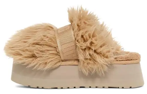 UGG Fabric Fuzzy Slippers Women's Oats White